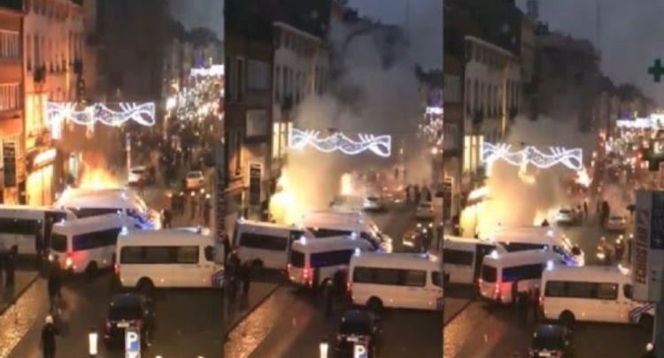 Kaos në Bruksel, protestuesit djegin stacionin e policisë pas përleshjeve me oficerët
