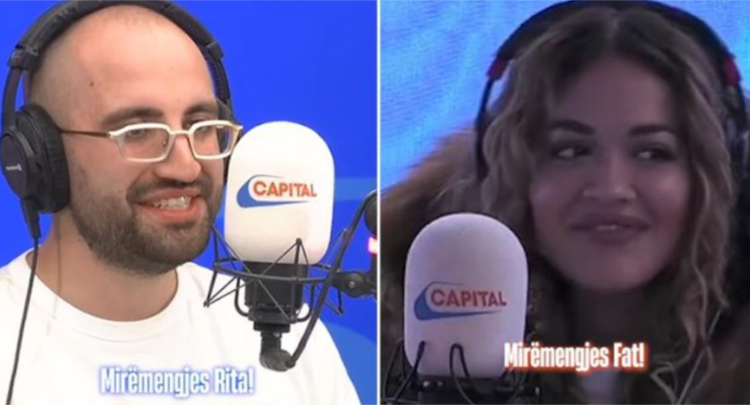 Prezantuesi i emisionit del shqiptar, Rita Ora dhe moderatori flasin shqip gjatë emisionit britanik në radio