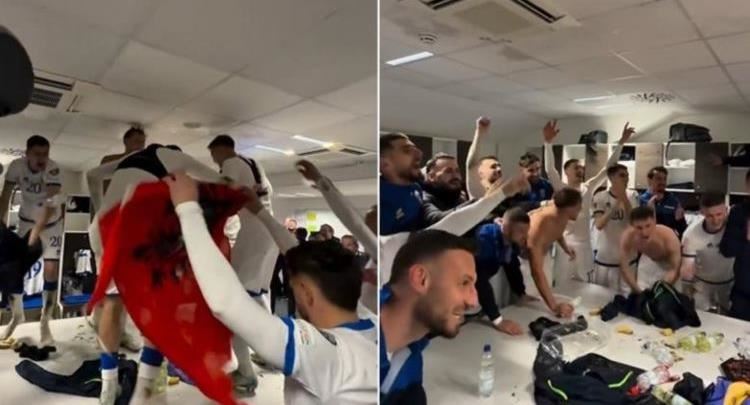 ‘Jam shqipe nga Kosova’ futbollistët festojnë me flamur në mes të Sllovakisë