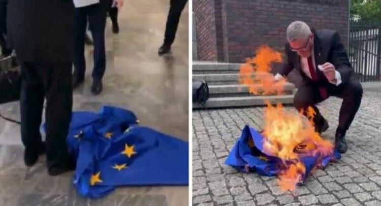 Kandidati për president të Polonisë djeg flamurin e BE-së – i hiqet imuniteti europarlamentar